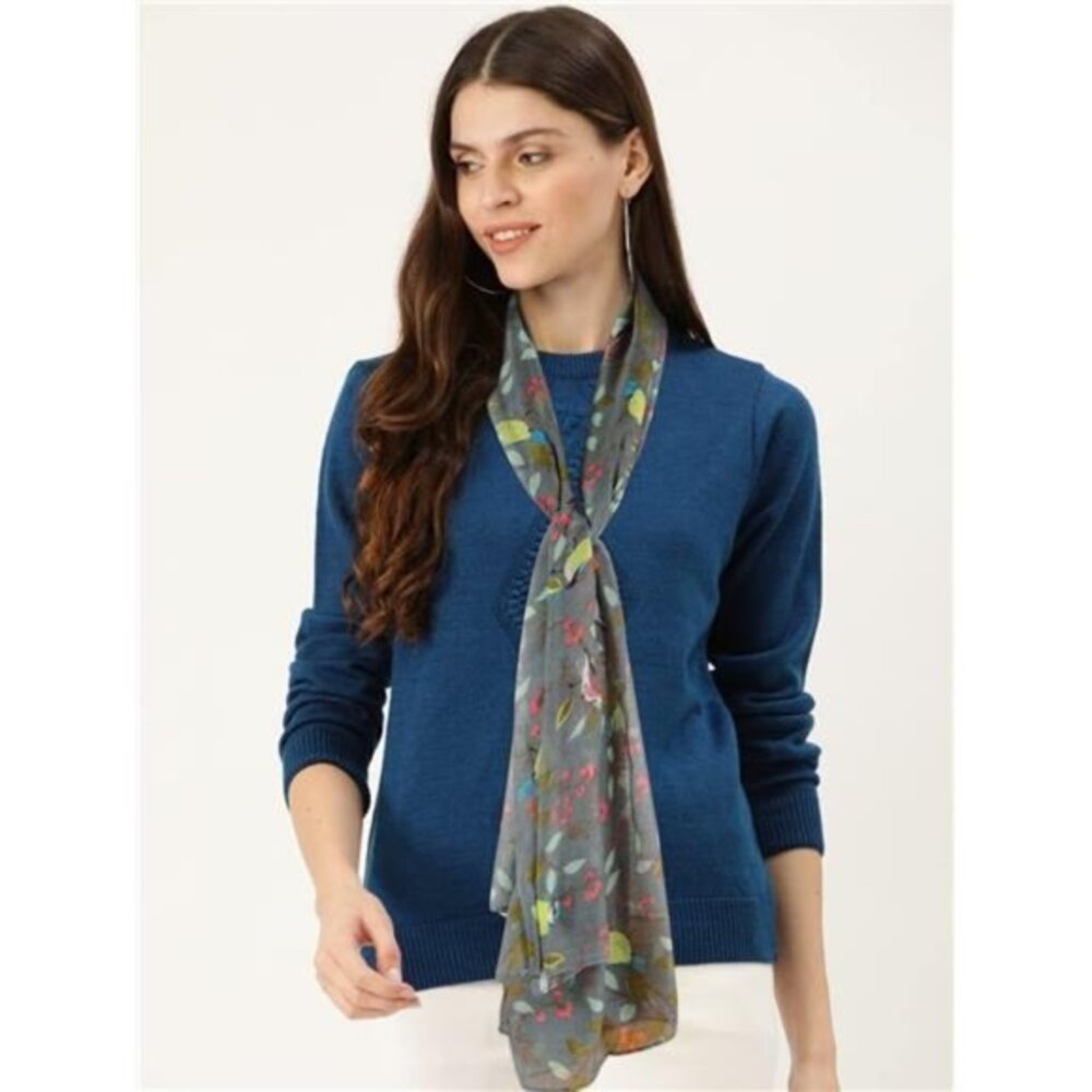 Scarfs for Women Lightweight Floral Birds Print Cotton Scarves Wraps for Winter - Picture 3 of 6
